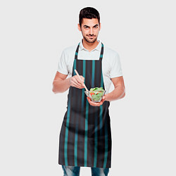 Фартук кулинарный Полосы градиент бирюзовый, цвет: 3D-принт — фото 2