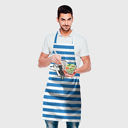 Фартук кулинарный Тельняшка синяя - логотип вдв, цвет: 3D-принт — фото 2