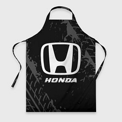 Фартук кулинарный Honda speed на темном фоне со следами шин, цвет: 3D-принт