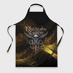 Фартук кулинарный Baldurs Gate 3 logo gold black, цвет: 3D-принт