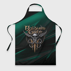 Фартук кулинарный Baldurs Gate 3 logo green geometry, цвет: 3D-принт