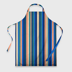 Фартук кулинарный Полосатый сине-бежевый, цвет: 3D-принт