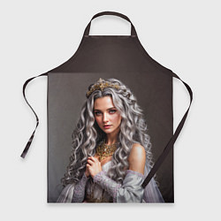 Фартук кулинарный Девушка с пепельно-серыми вьющимися волосами, цвет: 3D-принт
