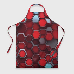 Фартук кулинарный Cyber hexagon red, цвет: 3D-принт