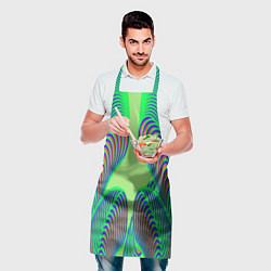 Фартук кулинарный Сине-зеленые изгибы, цвет: 3D-принт — фото 2