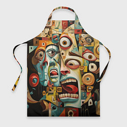 Фартук кулинарный Живопись с лицами в стиле Пабло Пикассо, цвет: 3D-принт