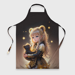 Фартук кулинарный Девочка с бурым медвежонком, цвет: 3D-принт
