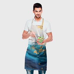 Фартук кулинарный Белый, синий, золотой импасто абстракция, цвет: 3D-принт — фото 2