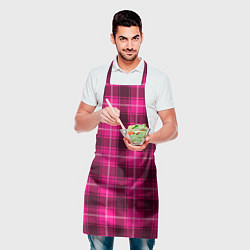 Фартук кулинарный Шотландка розовый, цвет: 3D-принт — фото 2