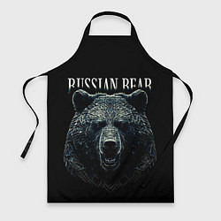 Фартук кулинарный Русский медведь на черном фоне, цвет: 3D-принт