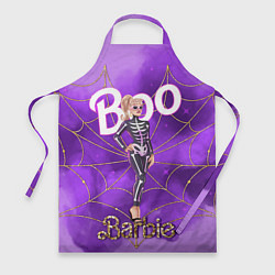 Фартук Барби в костюме скелета: паутина и фиолетовый дым