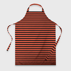 Фартук кулинарный Полосатый красно-оранжевый и чёрный, цвет: 3D-принт