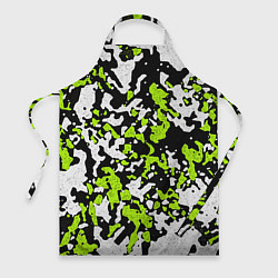 Фартук кулинарный Абстракция чёрно-зелёная, цвет: 3D-принт