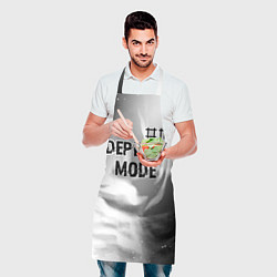 Фартук кулинарный Depeche Mode glitch на светлом фоне: символ сверху, цвет: 3D-принт — фото 2
