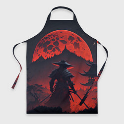 Фартук кулинарный Samurai and red moon - нейросеть, цвет: 3D-принт