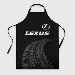 Фартук кулинарный Lexus speed на темном фоне со следами шин: символ, цвет: 3D-принт
