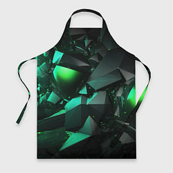 Фартук кулинарный Зеленые абстрактные объекты, цвет: 3D-принт