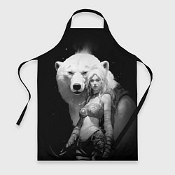Фартук кулинарный Блондинка с большим белым медведем, цвет: 3D-принт