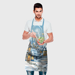 Фартук кулинарный Новогодний город иллюстрация, цвет: 3D-принт — фото 2