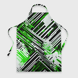 Фартук Киберпанк линии белые и зелёные