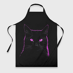 Фартук кулинарный Черный кот в розовом свечении, цвет: 3D-принт