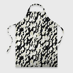 Фартук кулинарный Размытый пятнистый чёрно-белый, цвет: 3D-принт