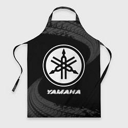Фартук кулинарный Yamaha speed на темном фоне со следами шин, цвет: 3D-принт