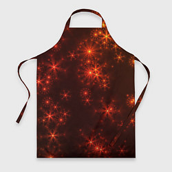 Фартук кулинарный Абстрактные светящиеся красно оранжевые снежинки, цвет: 3D-принт