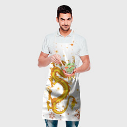 Фартук кулинарный Золотой дракон в снежинках, цвет: 3D-принт — фото 2