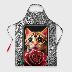 Фартук кулинарный Кот в телефоне, цвет: 3D-принт