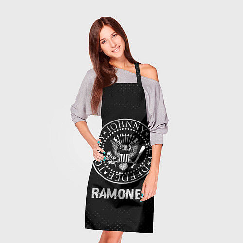 Фартук Ramones glitch на темном фоне / 3D-принт – фото 3
