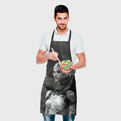 Фартук кулинарный Девушка-андроид в белом корпусе, цвет: 3D-принт — фото 2