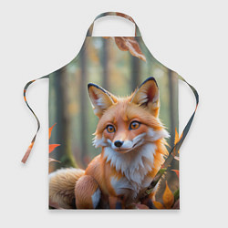 Фартук кулинарный Портрет лисы в осеннем лесу, цвет: 3D-принт