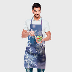 Фартук кулинарный Снежинки на фиолетово-синем фоне, цвет: 3D-принт — фото 2