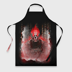 Фартук кулинарный Красный скелет в дыму, цвет: 3D-принт