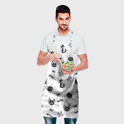 Фартук кулинарный Черно-белые магические котики - паттерн, цвет: 3D-принт — фото 2