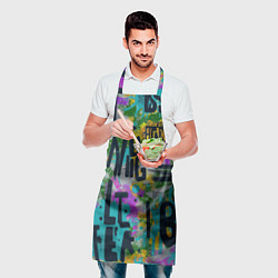 Фартук кулинарный Загадочный абстрактный текст на ярком фоне, цвет: 3D-принт — фото 2
