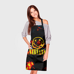 Фартук кулинарный Nirvana rock огненное лого лава, цвет: 3D-принт — фото 2