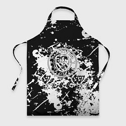 Фартук кулинарный Manchester City краски чёрно белые, цвет: 3D-принт