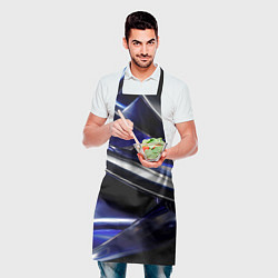 Фартук кулинарный Синие и серебреные абстрактные полосы, цвет: 3D-принт — фото 2