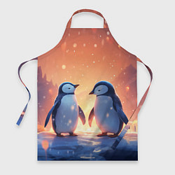 Фартук кулинарный Романтичная пара пингвинов, цвет: 3D-принт