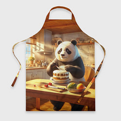 Фартук кулинарный Панда на кухне готовит торт, цвет: 3D-принт