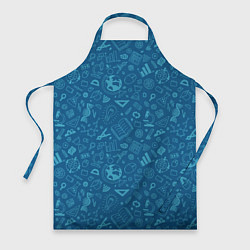 Фартук кулинарный Школьный синий паттерн, цвет: 3D-принт