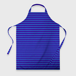 Фартук кулинарный Неоновые линии циан на темно синем, цвет: 3D-принт