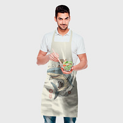 Фартук кулинарный Кот якудза верхом на акуле, цвет: 3D-принт — фото 2