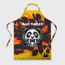 Фартук кулинарный Iron Maiden рок панда и огонь, цвет: 3D-принт
