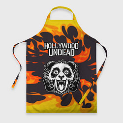 Фартук кулинарный Hollywood Undead рок панда и огонь, цвет: 3D-принт
