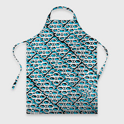 Фартук кулинарный Сине-белый узор на чёрном фоне, цвет: 3D-принт