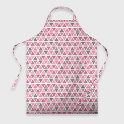 Фартук кулинарный Серо-розовый паттерн треугольники, цвет: 3D-принт