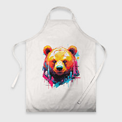 Фартук кулинарный Мишка в городе: голова медведя на фоне красочного, цвет: 3D-принт